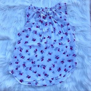 ❄️ White Liz Claiborne Sleeveless Floral Print Tunic
